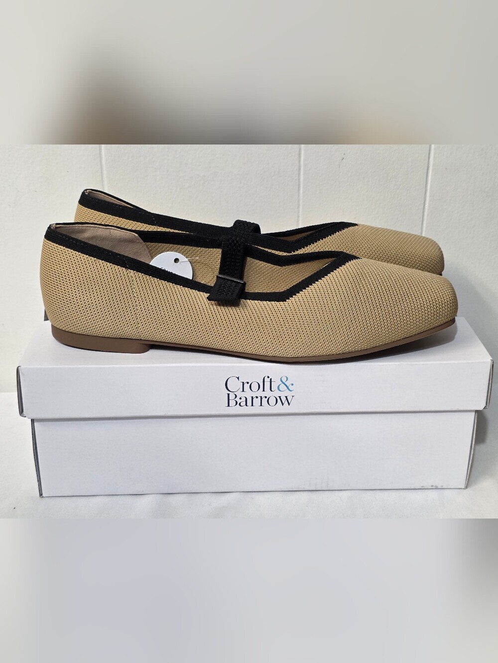 croft & barrow Romina Taupe Comfort Knit Square Toe Mary Jane Flats Size 9.5 - Picture 11 of 12